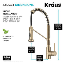 Load image into Gallery viewer, KRAUS Bolden Commercial Style 2-Function Single Handle Pull Down Kitchen Faucet in Spot-Free Antique Champagne Bronze, KPF-1610SFACB