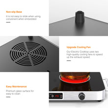 Load image into Gallery viewer, VBGK Cooktop,110V 2200W Stove with Knob Control,9 Power Levels, Kids Lock & Timer,LED touch control,Overheat Protection Stove Top,12 Inch desktop 2 burner cooktop
