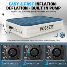 Load image into Gallery viewer, VOSSER Queen Air Mattress with Built-in Pump,Fast & Easy Inflation/Deflation Inflatable Mattress, Foldable Blow Up Mattress with Storage Bag, Inflatable Bed for Home, Camping & Guests