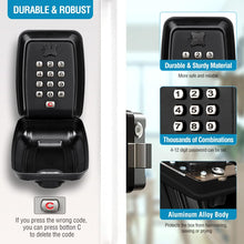 Load image into Gallery viewer, BKNOOU Key Lock Box Wall Mount with Code, Key Lock Box for Outside, Waterproof Key Safe Extra Large Lockbox for Keys Outdoor, 12-Digit Combination Key Storage Box Spare Key Hider for Home Garage