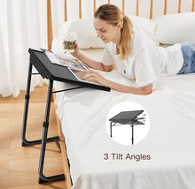 Load image into Gallery viewer, Adjustable TV Tray Table - TV Dinner Tray on Bed & Sofa, Comfortable Folding Table with 6 Height & 3 Tilt Angle Adjustments (Black)