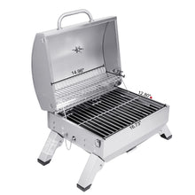 Load image into Gallery viewer, Royal Gourmet GT1001 Stainless Steel Portable Grill, 10000 BTU BBQ Tabletop Gas Grill with Folding Legs and Lockable Lid, Outdoor Camping, Deck and Tailgating, Silver