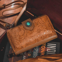 Load image into Gallery viewer, LAVAWA Women's Crossbody Handbag Small Vintage, Ladies Wallet Western Adjustable Phone Purse Clutch Turquoise Concho Embossed