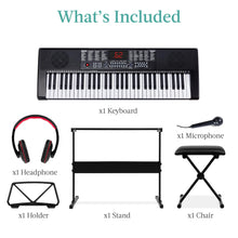 Load image into Gallery viewer, Best Choice Products 61-Key Electronic Keyboard Piano Portable Electric Keyboard Complete Beginner Set w/LED Screen, Stand, Bench, Headphones - Black
