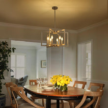 Load image into Gallery viewer, Klgxnrd 6-Light Modern Farmhouse Brushed Nickel Chandelier, Industrial Pendant Lights Kitchen Island, Hanging Dining Room Light Fixture, Metal Geometric Chandelier for Bedroom Hallway Entryway