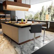 Load image into Gallery viewer, Homall Bar Stools Modern PU Leather Adjustable Swivel Barstools, Armless Hydraulic Kitchen Counter Bar Stool Extra Height Square Island Barstool with Back Set of 2 (Leather, Black)