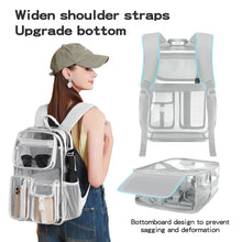Load image into Gallery viewer, Heavy Duty Clear Backpack Clear BookBag,16 x11 x5inch TPU Large Capacity See Through Backpack for Sport Events,Travel (Grey)