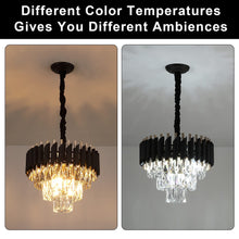 Load image into Gallery viewer, A AXILIXI Modern Crystal Chandeliers 3 Tiers Black and Gold Pendant Light Fixtures 16” Round Flush Mount Chandeliers Ceiling Lighting Dimmable for Living Room Dining Room Foyer Bedroom Kitchen