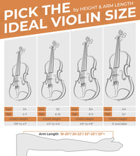 Load image into Gallery viewer, Vangoa Violin 4/4 Full Size Set Fiddle, Handcrafted Starter Acoustic Violins Kit with Solid Wood Side Board, Lightweight Hard Case for Beginners, Teens, Child, Kids Age 12+, Adults, Right Handed