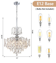 Load image into Gallery viewer, Q&S Modern Crystal Chandelier Chrome Pendant Light 6 Lights for Dining Room Kitchen Island Entryway Bathroom Hallway UL Listed