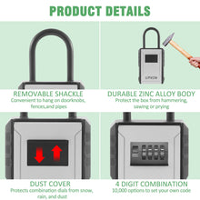 Load image into Gallery viewer, Key Lock Box, UPXON Extra Large Key Storage Box with Resettable Code, 4 Digit Combination Lock Box for Car Keys, House Keys, Weatherproof Wall Mount Key Box for Home, Hotels, Airbnb, Schools 1 Pack