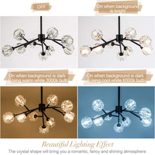 Load image into Gallery viewer, Weesalife Sputnik Chandeliers Modern Crystal Pendant Light Chandelier 9 Lights Mid Century Black Branches Chandeliers Ceiling Light Fixtures for Dining Room Bedroom Living Room G9 Bulbs