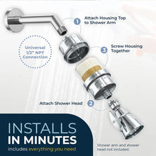Load image into Gallery viewer, HammerHead Showers® ALL METAL Shower Head Filter – High Pressure Universal Shower Filters to Remove Toxic Chemicals – KDF Shower Filter, Targets Chlorine and Heavy Metals – Chrome