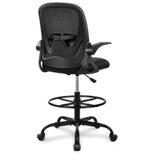 Load image into Gallery viewer, Primy Drafting Chair Tall Office Chair with Flip-up Armrests Executive Ergonomic Computer Standing Desk Chair with Lumbar Support and Adjustable Footrest Ring (Black)