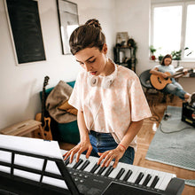 Load image into Gallery viewer, AQNIEGEP 61 Key Keyboard Piano for Beginners Electric Piano Keyboard Music Keyboard w/Stand, Bench, Microphone, Headphones, Piano Bag,Note Stickers,Light Up Keyboard, LED Screen, Dual-Speakers