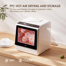 Load image into Gallery viewer, NOVETE Portable Countertop Dishwashers, Compact Dishwashers with 5 L Built-in Water Tank & Inlet Hose, 5 Washing Programs, Baby Care, Air-Dry Function and LED Light for Small Apartments
