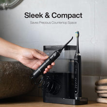 Load image into Gallery viewer, Aquasonic Home Dental Center PRO – Brushing & Flossing Made Easy – Brush & Floss – Power Toothbrush & Water Flosser – Whiter Teeth & Healthier Gums – Black Series Pro+Oral Irrigator