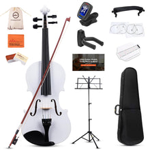 Load image into Gallery viewer, ADM Acoustic Violin for Kids Beginners, Acoustic Violin Fiddle for Teens Students Beginners Violin Starter Kit with Hard Case, Rosin, Shoulder Rest, Bow, Violin Music Stand Strings (White, 3/4 Size)