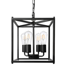Load image into Gallery viewer, Unicozin 4-Light Black Farmhouse Chandelier, Iron Lantern Pendant Light Rustic Cage Adjustable Height, E26 Base Industrial Hanging Lights for Kitchen Island Dining Room Hallway Foyer Entryway