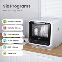 Load image into Gallery viewer, COMFEE' Portable Mini Dishwasher Countertop with 5L Built-in Water Tank for Apartments& RVs, No Hookup Needed, 6 Programs, 360° Dual Spray, 162℉ High-Temp& Air-Dry Function