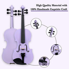 Load image into Gallery viewer, ADM Acoustic Violin for Kids Beginners,1/4 Size Acoustic Violin Fiddle for Teens Students Violin Starter Kit with Hard Case, Rosin, Shoulder Rest, Bow, Violin Music Stand and Strings,Purple