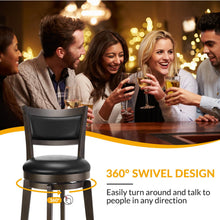 Load image into Gallery viewer, PrimeZone Swivel Bar Stools Set of 2, 26 Inch Counter Height Barstools, Black Faux Leather Bar Stool with High Backrest & Solid Wood Legs & Wrap-around Footrest, Counter Stools for Kitchen Island, Pub
