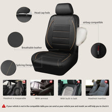 Load image into Gallery viewer, CAR PASS Universal FIT Piping Leather Car Seat Cover, for suvs,Van,Trucks,Airbag Compatible,Inside Zipper Design and Reserved Opening Holes (Full Set, Black and Beige)