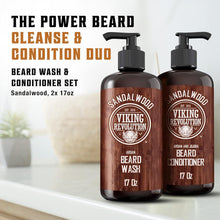 Load image into Gallery viewer, Viking Revolution Beard Care Set - Wash & Conditioner with Argan & Jojoba Oils, Natural Sandalwood Scent (17 oz)