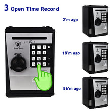 Load image into Gallery viewer, Litpggy Kids Safe Bank with Fingerprint Password Talking ATM Piggy Bank for Real Money Toy Gift for 5-14 Years Old Boys Girls (Silver/Black)