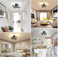 Load image into Gallery viewer, TOBUSA Semi Flush Mount Ceiling Light Fixture Matte Black, Modern Sputnik Close to Ceiling Light, Chandelier Light Fixture Ceiling for Bedroom Kitchen Living Room Dining Room, 4 Light E26 Socket