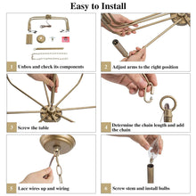 Load image into Gallery viewer, LALUZ Antique Gold Chandelier, Modern Farmhouse Light Fixture for Dining Room, Bedroom, Foyer, Living Room, Kitchen Island, Entryway (Upgraded Version, 2 Types of Height 8 Arms)