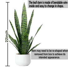Load image into Gallery viewer, Artificial Snake Plant 22.5" Faux Agave Fake Sansevieria Artificial Potted Plants for Indoor and Outdoor Home Office Décor (White Pot)