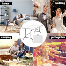 Load image into Gallery viewer, Byliable Folding Table 6ft Portable Heavy Duty Plastic Fold-in-Half Utility Foldable Table Plastic Dining Table Indoor Outdoor for Camping, Picnic and Party, White