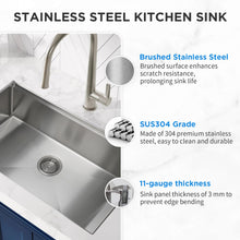 Load image into Gallery viewer, SANYCASA Kitchen Sink 32" x 19" Multifunctional Undermount Workstation Kitchen Sink S304 Stainless Steel Handmade Modern Single Bowl Kitchen Sink with Accessories and Integrated Ledge - 10 Inch Depth