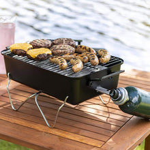 Load image into Gallery viewer, Duke Grills Omaha Go Anywhere Portable Gas Grill - Mini BBQ Propane Grill for Camping, RV, Tailgate - Cooks 8 hamburgers at once - Long Life Steel - Foldable Legs