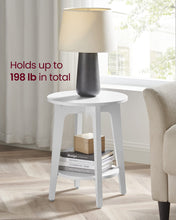 Load image into Gallery viewer, VASAGLE Side Table, Small Round End Table with Lower Shelf, Nightstand for Small Spaces, Living Room, Bedroom, White ULET283T14