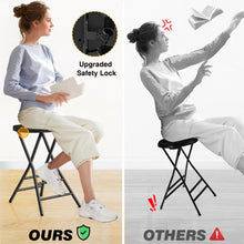 Load image into Gallery viewer, TAVR Furniture Portable Folding Chair with Handle, Heavy Duty Round Fold Stool Chair with 550lbs Capacity for Adults, 24 Inch Foldable Stool for Dorm, Kitchen, Vanity, Church and Outdoor use