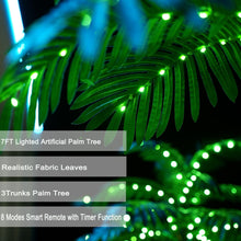 Load image into Gallery viewer, SOSHOT 7FT Lighted Artificial Palm Tree with Three Trunks and 260 LED Lights - Ideal for Outdoor/Indoor Use, Perfect for Tiki Bars, Patios, Homes, Offices, Beaches, Yards Pool, and Cruise Party