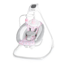 Load image into Gallery viewer, Ingenuity SimpleComfort Lightweight Compact 6-Speed Multi-Direction Baby Swing, Vibrations & Nature Sounds, 0-9 Months 6-20 lbs (Pink Cassidy)