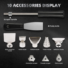 Load image into Gallery viewer, Huepar Tools Heat Gun 10 Accessories Hot Air Gun with LCD Digital Display, 122℉-1112℉(50℃-600℃) Temperature & Air Flow Adjustable, 12.5A, Overload Protection for Crafts, Shrinking PVC, Stripping Paint