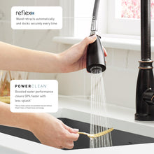 Load image into Gallery viewer, Moen 87014EWBRB Essie MotionSense Wave One-Handle Touchless Kitchen Faucet with Pull Down Sprayer and Soap Dispenser, Mediterranean Bronze