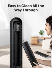 Load image into Gallery viewer, Dreo Tower Fan for Bedroom, 25ft/s Velocity Quiet Floor Fan, 90° Oscillating Fans for Indoors with 4 Speeds, 4 Modes, 8H Timer, Standing Fans, Bladeless Fan, Black, Nomad One (DR-HTF007)