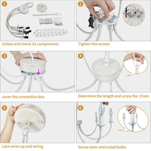 Load image into Gallery viewer, Rviezza French Country Chandelier, 6-Light Antique White Farmhouse Chandelier for Dining Room Lighting Fixtures Hanging, Candle Hanging Pendant Lights for Kitchen Living Room Bedroom Foyer