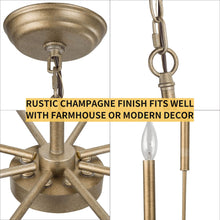 Load image into Gallery viewer, LALUZ Antique Gold Chandelier, Modern Farmhouse Light Fixture for Dining Room, Bedroom, Foyer, Living Room, Kitchen Island, Entryway (Upgraded Version, 2 Types of Height 8 Arms)