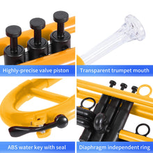 Load image into Gallery viewer, PAMPET Professional Plastic Bb Trumpet Student Trumpet Set for Student Beginner With 7C Mouthpiece and 3C Mouthpiece Bb Trumpet Instrument Yellow