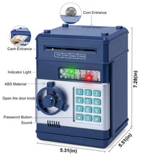 Load image into Gallery viewer, Piggy Bank for Boys,Refasy Electronic Piggy Banks Password Money Saving Box Gifts for 11 Year Old Boy Money Bank Toy Birthday Gifts for Boys Girls Kids Safe Cash Coin Can(Navy)