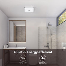 Load image into Gallery viewer, OREiN Bathroom Exhaust Fan with Light, 26W Bathroom Fan with Light, 100 CFM 1.5 Sones, Bathroom Vent Fan with Light for Home, Quiet Energy Star Certified and HVI/FCC/ETL Listed, White