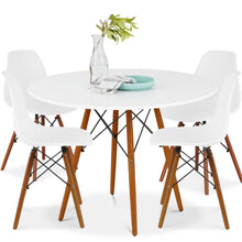 Load image into Gallery viewer, Best Choice Products 5-Piece Dining Set, Compact Mid-Century Modern Table & Chair Set for Home, Apartment w/ 4 Chairs, Plastic Seats, Wooden Legs, Metal Frame - White/Walnut