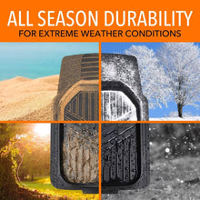 Load image into Gallery viewer, Amazon Basics 3-Piece All-Weather Heavy Duty, Full Set Rubber Floor Mats for Universal Fit in Cars, SUVs, and Trucks, Black, Trim to Fit