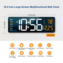Load image into Gallery viewer, Digital Wall Clock Large Display, 16.2 Inch , LED Digital Clock with Remote Control for Living Room Decor, Automatic Brightness Dimmer with Date Week Temperature (Orange)